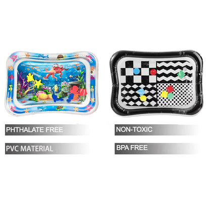 PandaEar 2 Pack Tummy Time Water Mat for Babies Toddlers, Inflatable Tummy Time Pillow Toys Baby Water Play Mats for Floor, Baby Sensory Water Mat for 3 6 9 Months Girls and Boys