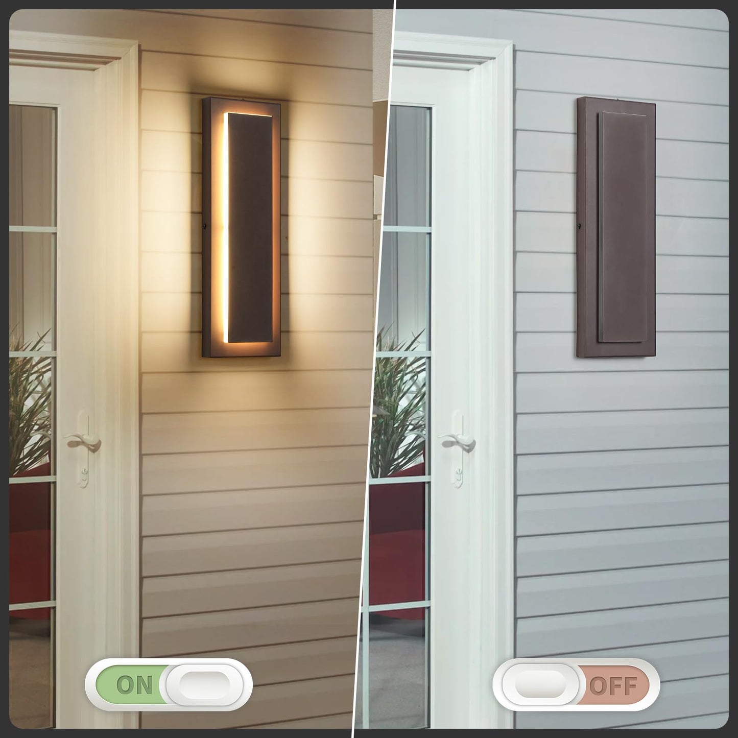 ZSMAIKU 1Pack Brown Outdoor Wall Sconce, Exterior Lights Fixture,Waterproof Wall Lights for House,Porch,Patio,Modern Outdoor Lights,Outdoor Wall Lighting,3000K Warm White,15.7In