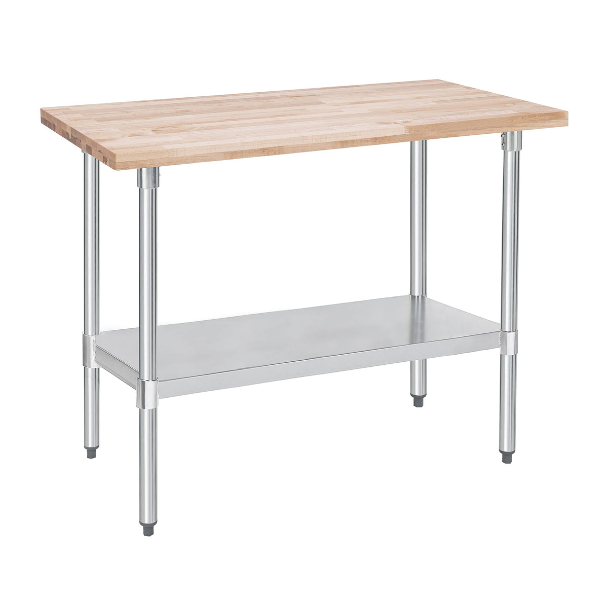 DuraSteel US Maple Top Work Table - 24 x 48 x 35 Inch Commercial Butcher Block Wooden Workbench with Adjustable Lower Shelf - Fits Restaurant, Warehouse, Home, Kitchen, Garage