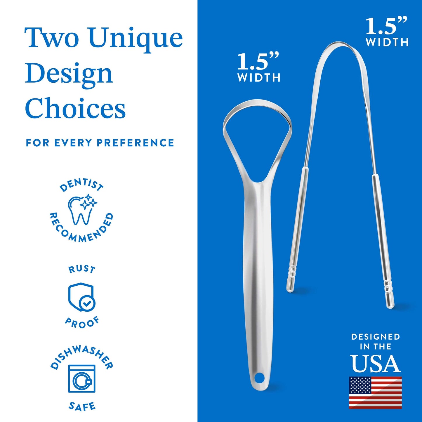 Mouthology Tongue Scraper for Adults (2 Pack), Reduce Bad Breath, Metal Tongue Scraper, Tongue Cleaner, Tongue Scraper, Stainless Steel Tongue Scraper, Tongue Cleaner for Adults, Tongue Scrubber
