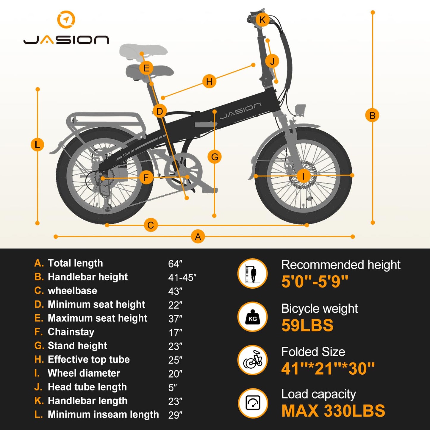 Jasion EBS Folding Electric Bike for Adults, Compact Portable 20" Fat Tire Ebike with 1200W Peak Motor, 48V Removable Battery, 25 MPH 50 Miles Aluminum Frame E-Bike for Trunk, RV, Apartment-UQL