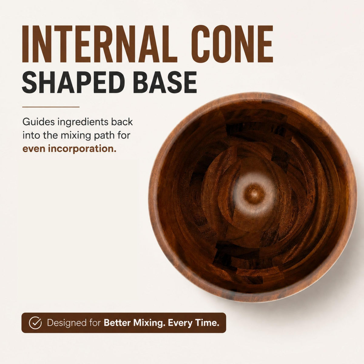 ADVANCEDSIL Premium Solid Walnut Wood Mixing Bowl Compatible with 4.5 & 5 QT Tilt-Head Models Natural Wooden Bowl with Stainless Steel Locking Base