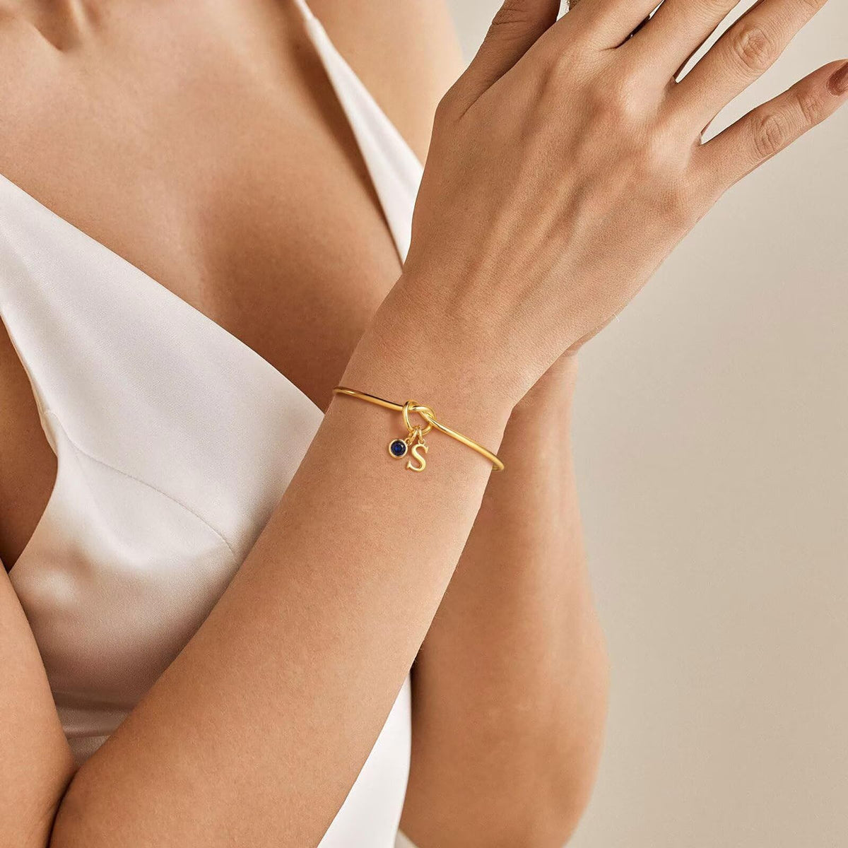 M MOOHAM Birthstone Initial Bracelets for Women - Tie the Knot Bridesmaid Proposal Gifts Initial J April Birthstone Clear CZ Color Bracelets Personalized Birthday Gifts for Women Jewelry
