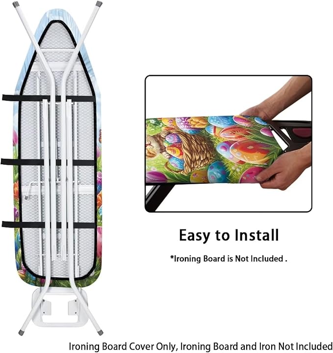 Cat and Easter Egg Ironing Board Pad and Cover Durable Thick Ironing Board