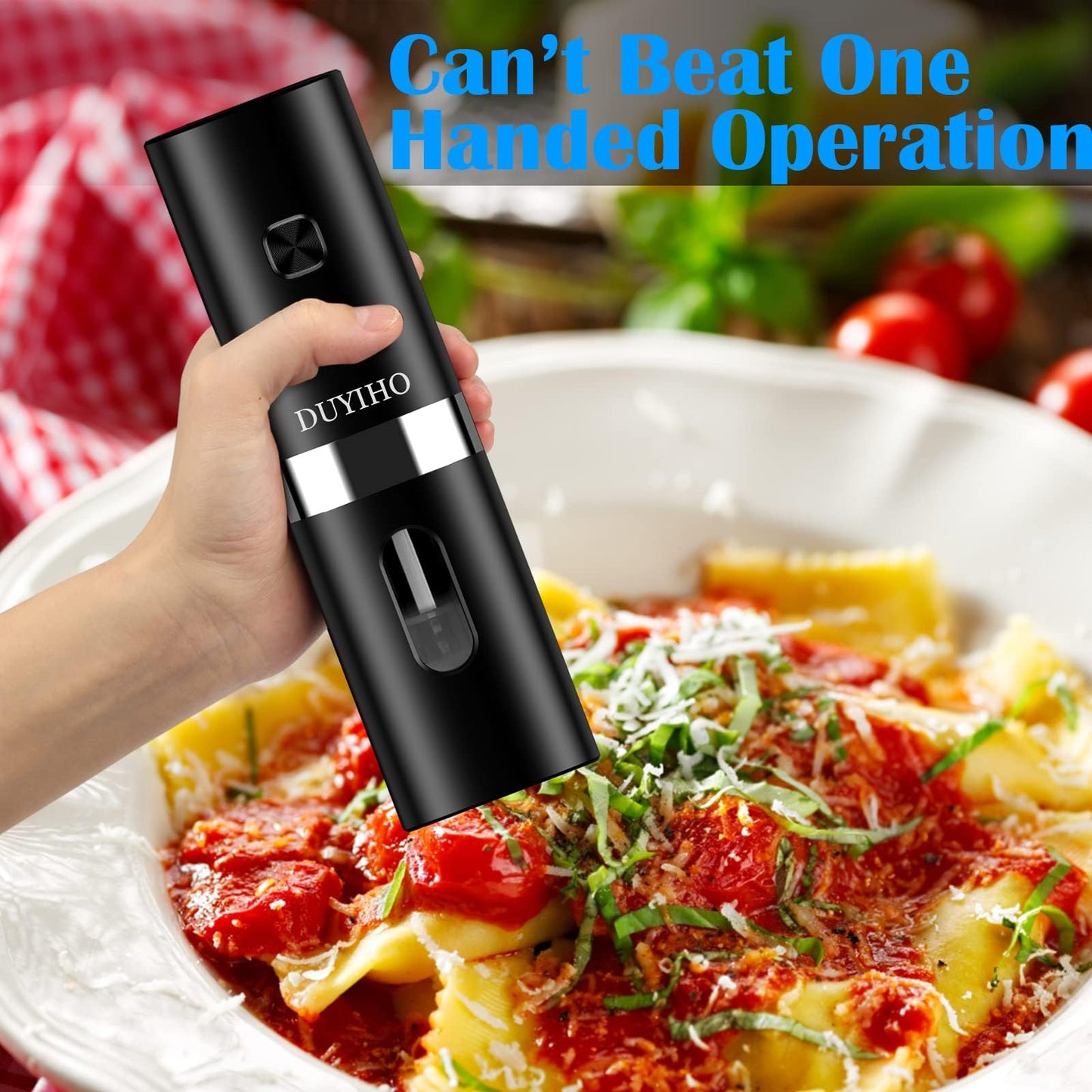 Rechargeable Electric Salt and Pepper Grinder Set with Double Charging Base, Support Battery Operated, Refillable Spice Automatic Mill Shakers Set with Adjustable Coarseness and LED Light