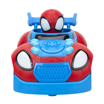 Jazwares Marvel Spidey and His Amazing Friends Web Crawler RC - Remote-Controlled Vehicle - Features Built-in Super Hero with 4 Controller Functions, Blue & Red