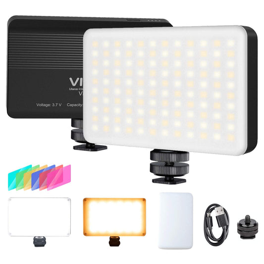 VIJIM VL120 LED on Camera Video Light,Mini Bi-Color Portable Photography Lighting w 6 Color Filters, 3100mAh Rechargeable CRI 95+ 3200K-6500K Dimmable LED Panel Light for DSLR Camera