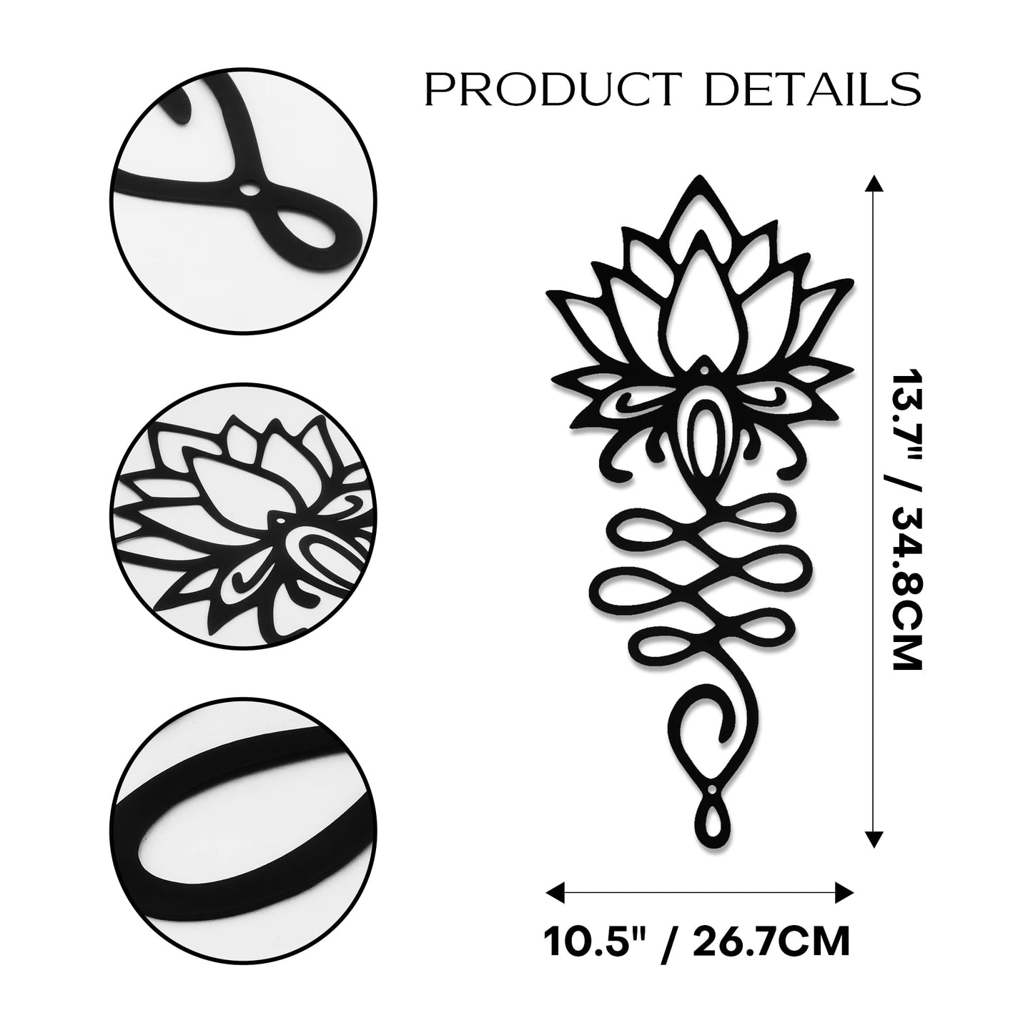 Xedatric Lotus Flower Wall Decor – Black Metal Yoga Wall Art with Lotus Design, Spiritual Home Décor Sculpture for Meditation Spaces, Living Room, Bedroom, Office