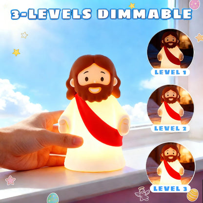 KangTen CHEN Jesus Night Light Rechargeable Bedside Night Light Dimmable Silicone LED Light Ideal for Religious Gatherings, Gifts for Sunday School, Baptism Presents, Easter Egg Decorations (red)
