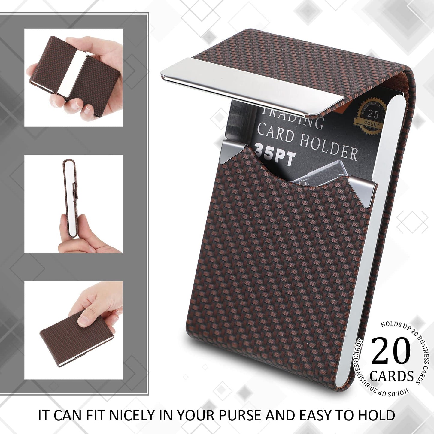 Eaasty 4 Pcs PU Leather Business Card Holder Case with Magnetic Clasp Pocket RFID Blocking Metal Business Card Holder Wallet Organizer(Multicolor,Classic Style)