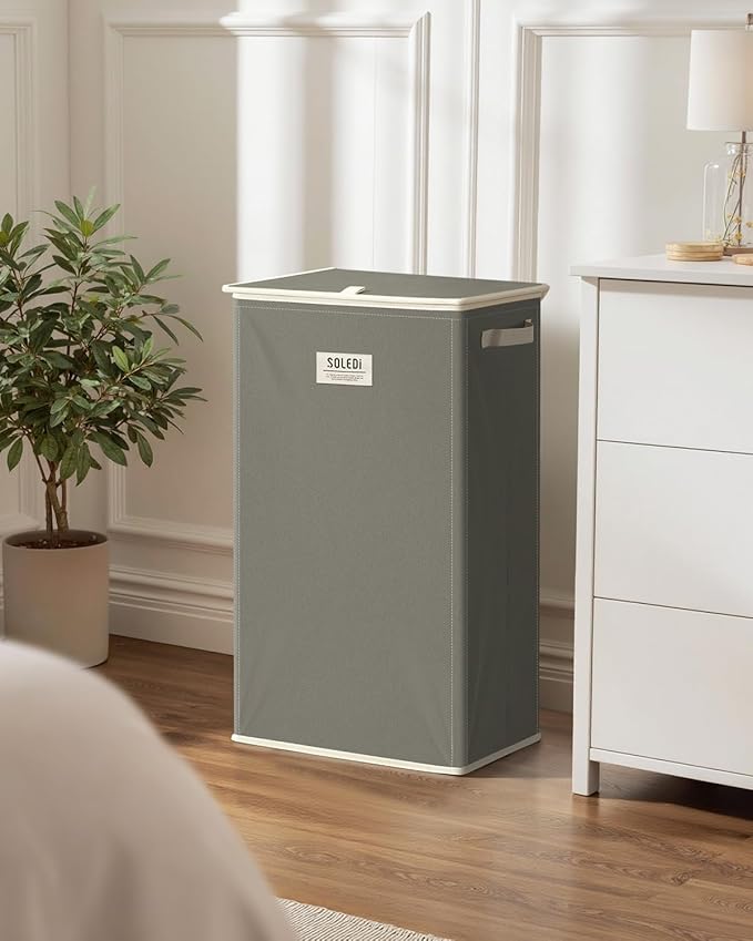 SOLEDI Laundry Hamper with Lid 100L Large & Tall Collapsible Laundry Basket