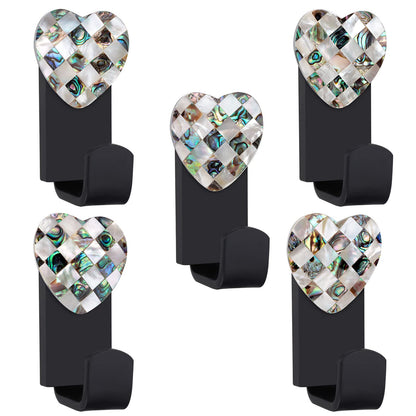 Rockcloud 2 PCS Abalone Shell & White Shell Wall Mounted Hooks with Screws, Coat Hanger Hooks for Home Office Bedroom Decor, Heart-Shaped