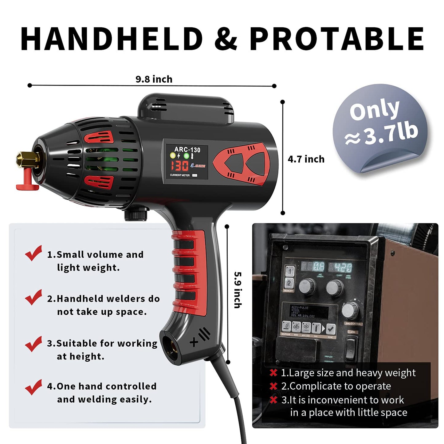 GZ GUOZHI Portable Welding Machine, 110V 130Amp Portable Welders, ARC Welder Gun HandHeld Laser Welding Machine, Digital Display IGBT Inverter with Welding Tool Set and Toolbox