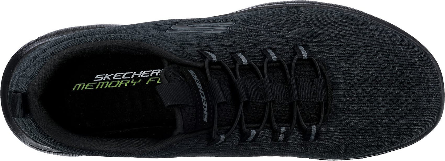 Skechers Men's Summits-LOUVIN Low Shoes, Black Mesh/Pu/Trim, 11 UK