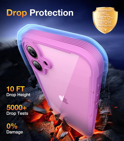 Diaclara Designed for iPhone 16 Case, Full Body Rugged Case with Built-in Touch Sensitive Anti-Scratch Screen Protector, Upgraded [Full Camera Protection] for iPhone 16 6.1" (Pink)