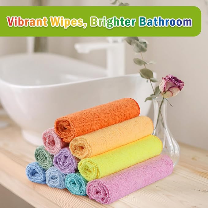 AIDEA Microfiber Cleaning Cloth, Colorful Lint-Free Vibrant Cleaning Rags