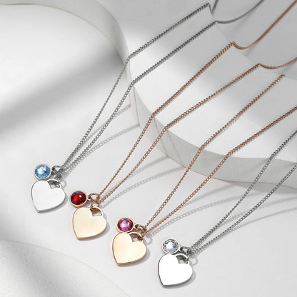 TMT Personalised necklace with Birthstone heart pendant gift box | initial heart necklace engraved for Daughter Mum Best Friend Girlfriend | Birthday gift for 18th 21th 30th 16th 13th