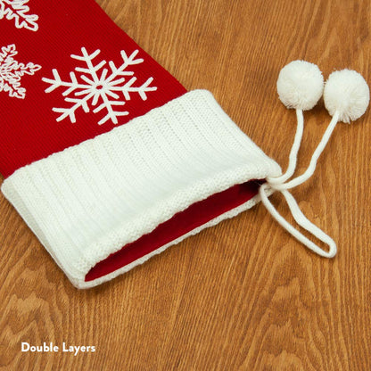 S-DEAL Christmas Stockings 20.5 Inches Wool Gift Filler Holder with White Pompoms for Xmas Party Decorations