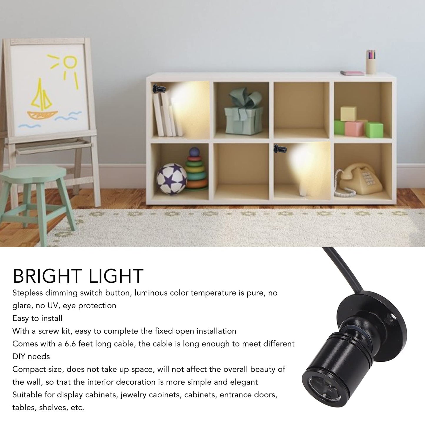 Mini LED Spotlight 5V USB Dimmable Spot Lights Accent Lights with 6.6ft Cable for Painting Picture Plants Jewelry Showcase Model Display (Warm White Light 3000K)