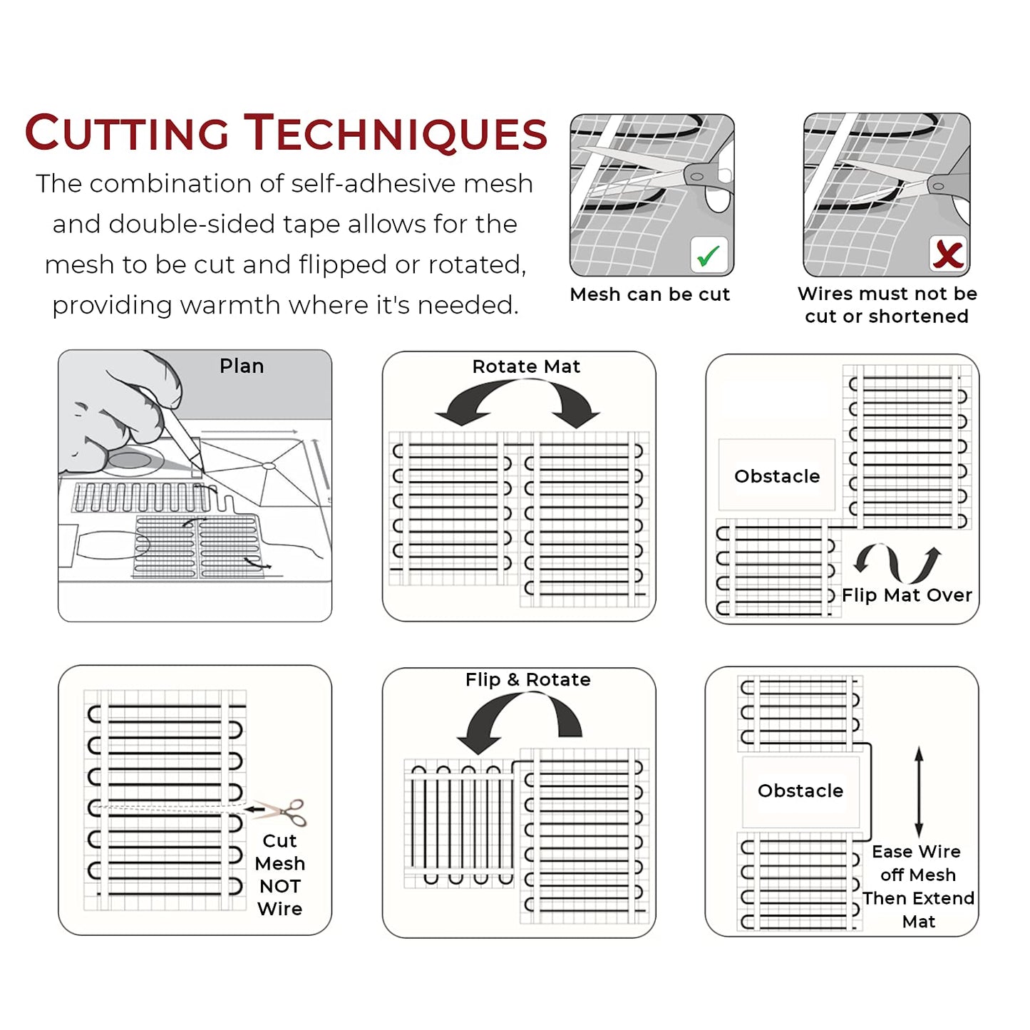 LuxHeat 120sqft Floor Heating Mat Kit - 120v Floor Heating System - Electric Radiant Heated Flooring System for Tile & Laminate - Includes UWG4 WiFi Programmable Thermostat w/GFCI, Alarm & Sensor