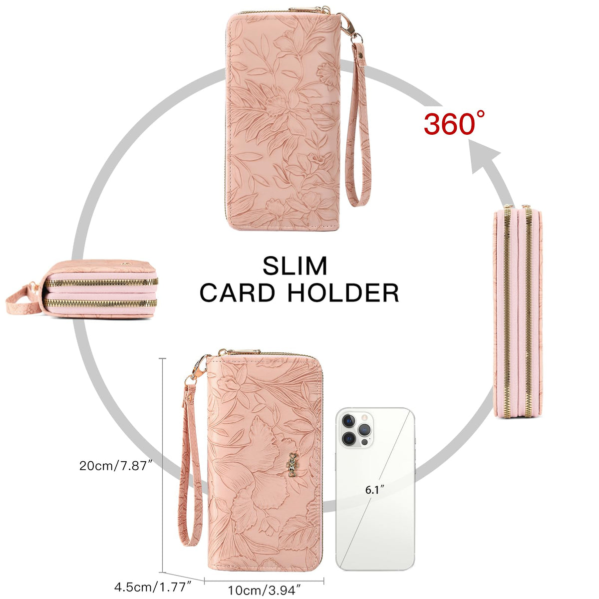 RNIEGA Wallet for Women Clutch Double Zip Around Credit Card Holder Leather Women's Wallet Large Capacity