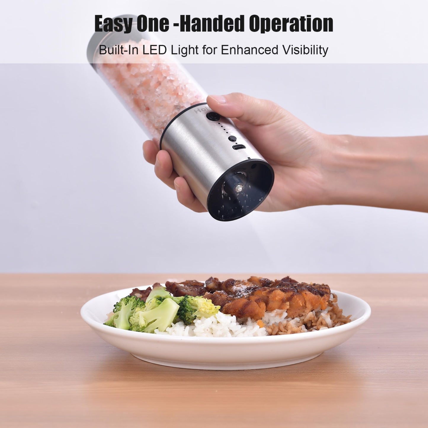 Larger Capacity Electric Salt and Pepper Grinder Set, Rechargeable Salt and Pepper Shakers Set, Kitchen Gadgets Salt and Pepper Mill,Perfect Dad Gifts