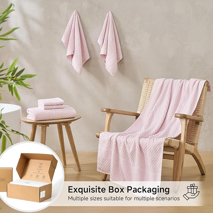 Simple&Opulence 6 Piece Luxury Towel Set, 100% Cotton Bathroom Towels