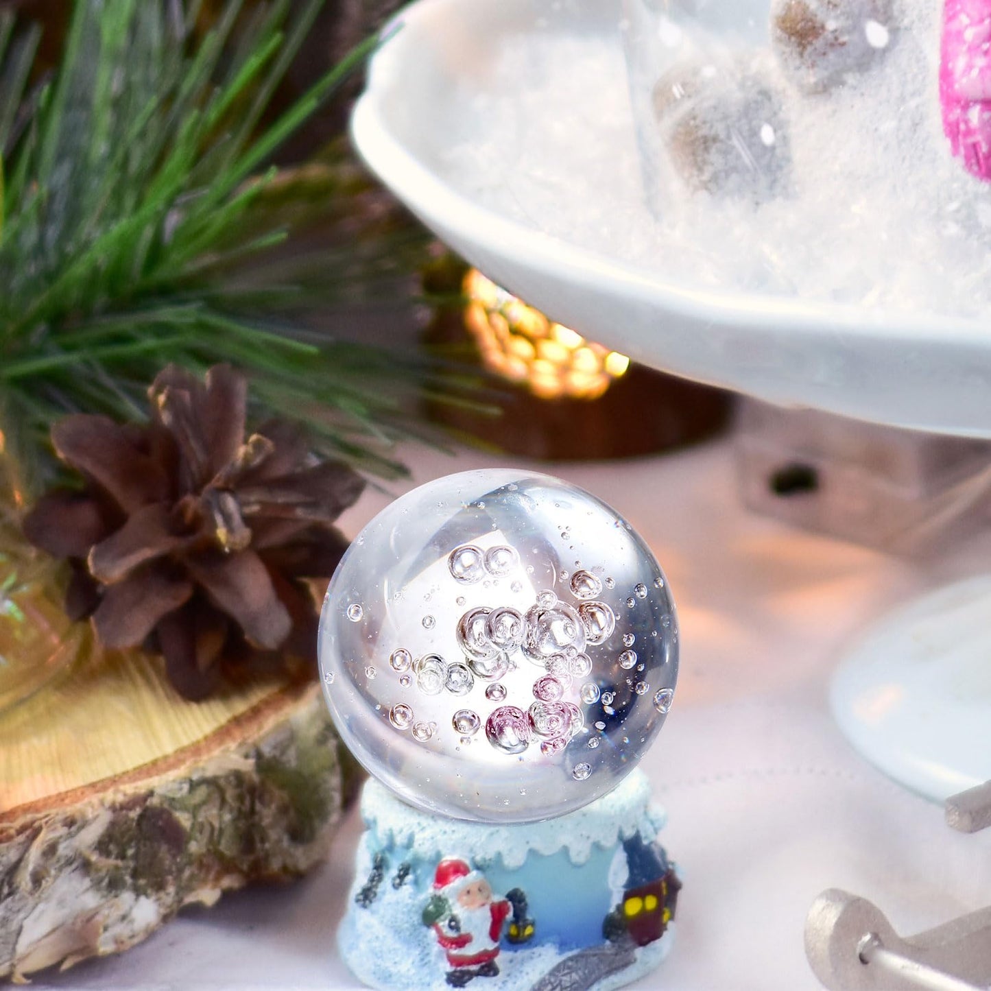uxcell 80mm/3.1" Crystal Sphere Ball Ice Cracked Glass Solid Decorative Sphere Crystal Ball Prop Ornament for Feng Shui Divination Fortune Telling Tabletop Fountain Decoration, Clear