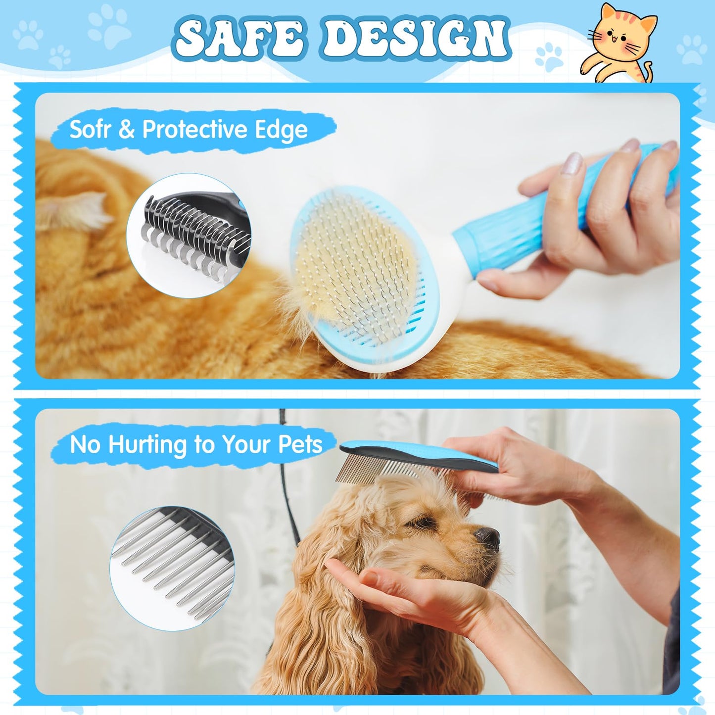 Teenyyou Cats Grooming Kit - 10 Pcs Pet Self Cleaning Kit for Indoor Long Hair Cats Include Brush Bath Brush Needle Comb Toothbrush Nail Clipper Nail Trimmer for Shedding Supplies