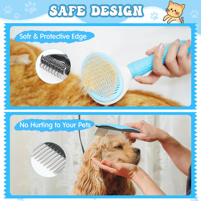 Teenyyou Cats Grooming Kit - 10 Pcs Pet Self Cleaning Kit for Indoor Long Hair Cats Include Brush Bath Brush Needle Comb Toothbrush Nail Clipper Nail Trimmer for Shedding Supplies