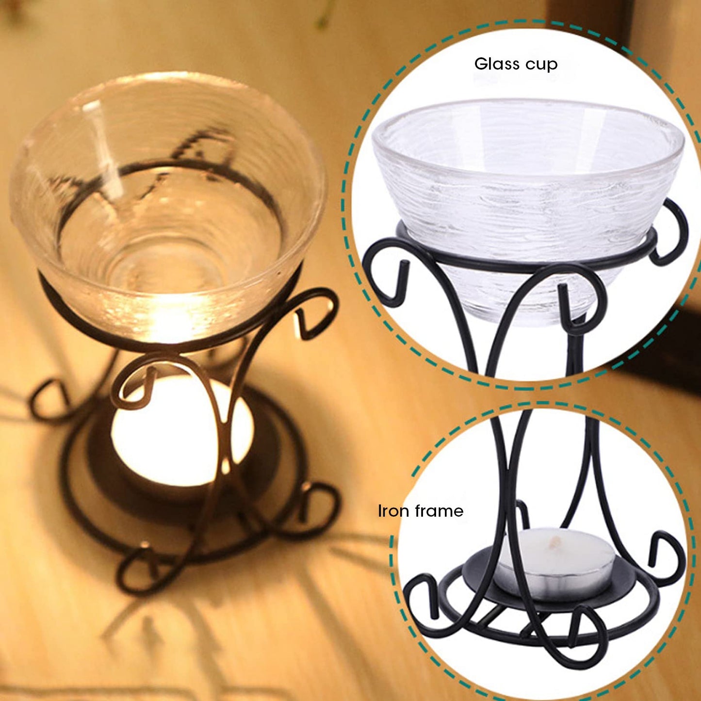 Alvinlite Romantic Tealight Candle Holder Oil Burner, Essential Oil Aromatherapy Aroma Wax Melt Burner for Home Indoor