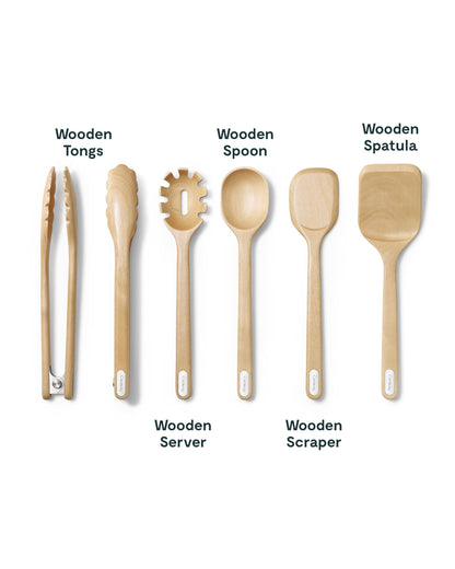 Caraway 14-Piece Kitchen Prep Set - Kitchen Knife Set & Wooden Utensil Set - Made With Premium German Steel Blades & FSC-Certified Birch Wood - Non-Toxic Materials - Includes Organizer - Perracotta