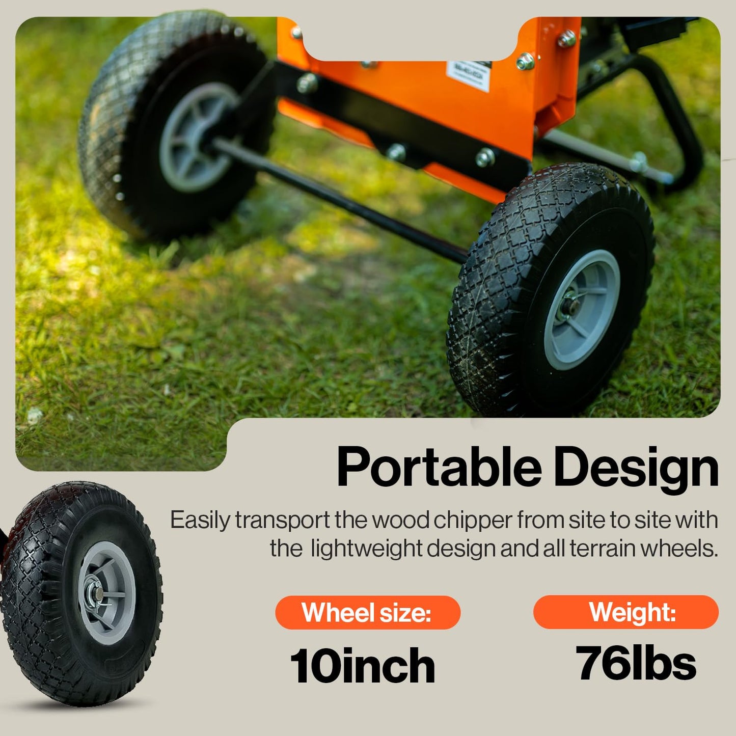 SuperHandy Mini Wood Chipper Shredder Mulcher Heavy Duty 7HP Compact Design 3" Inch Max Cutting Capacity