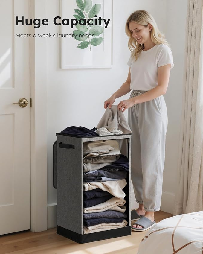 SOLEDI Laundry Hamper with Lid 90L Large & Tall Collapsible Laundry Basket