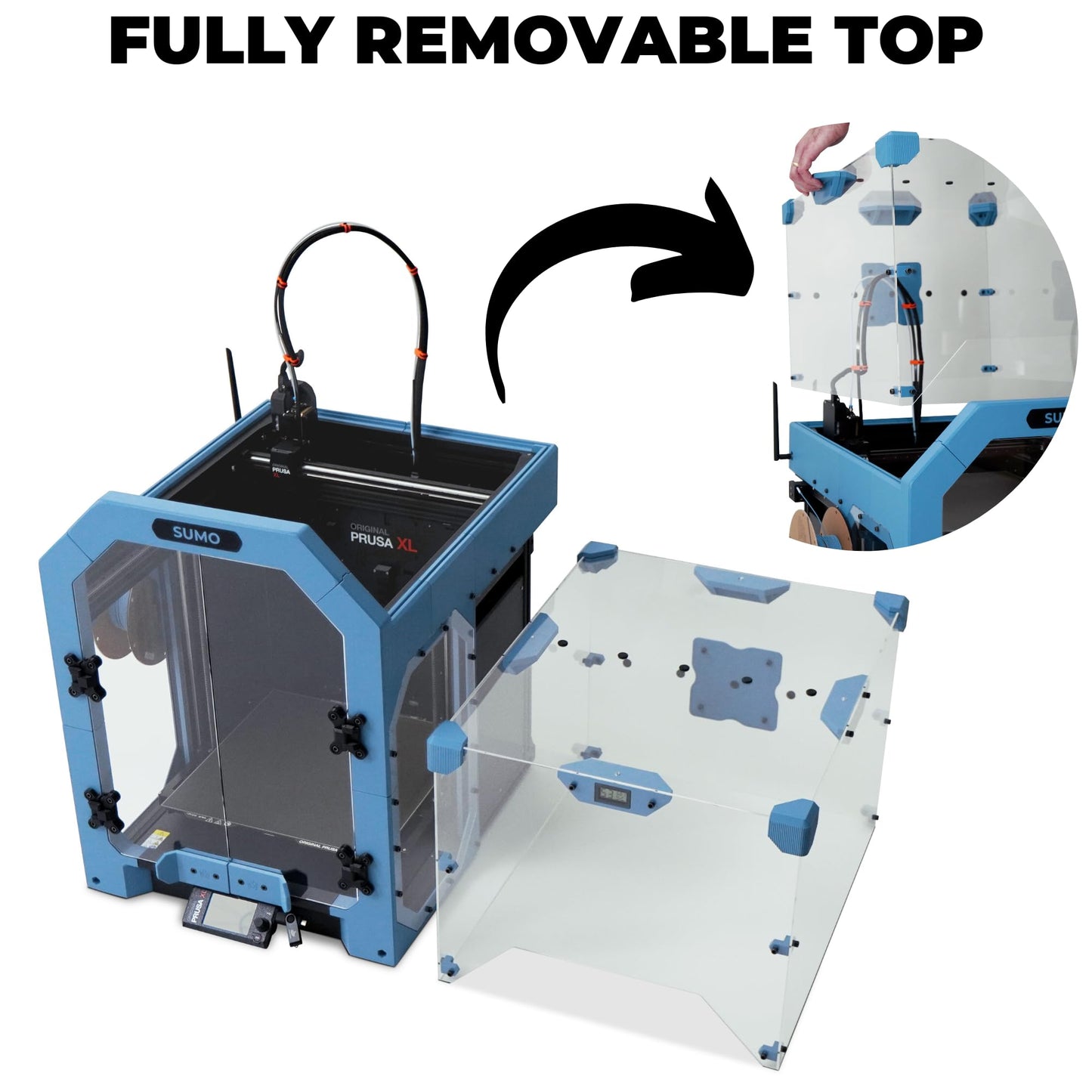 3D SOURCERER Sumo 3D Printer Enclosure Kit for the Prusa XL - Includes Plexiglass/Acrylic, Fasteners, Hex Rods, Magnets & Hygrometer (Tinted) - Printed Parts Not Included
