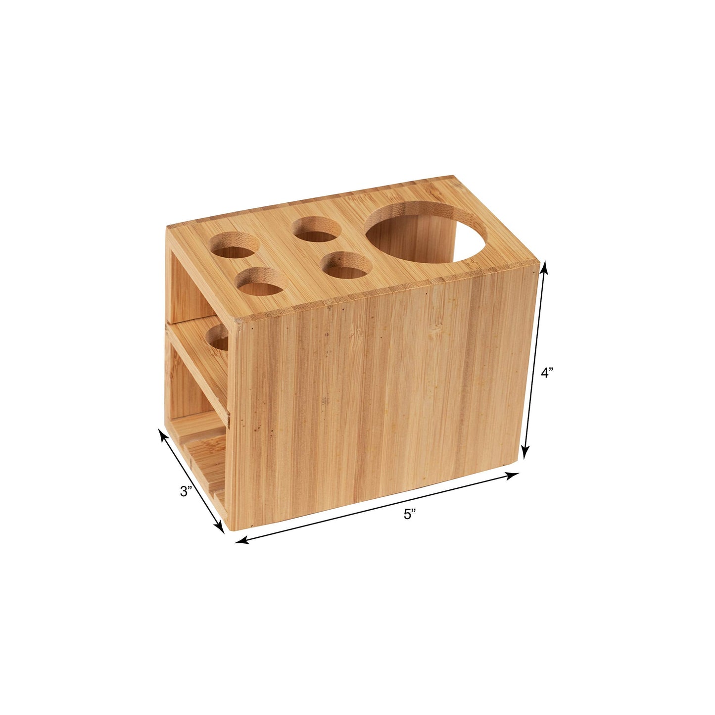 Bamboo Naturals Toothbrush Holder, Stores 4 Toothbrushes and 1 Toothpaste, Made of 100% Sustainable Bamboo, Stylish Bathroom Organizer Accessory, Easy to Clean and Odor Resistant