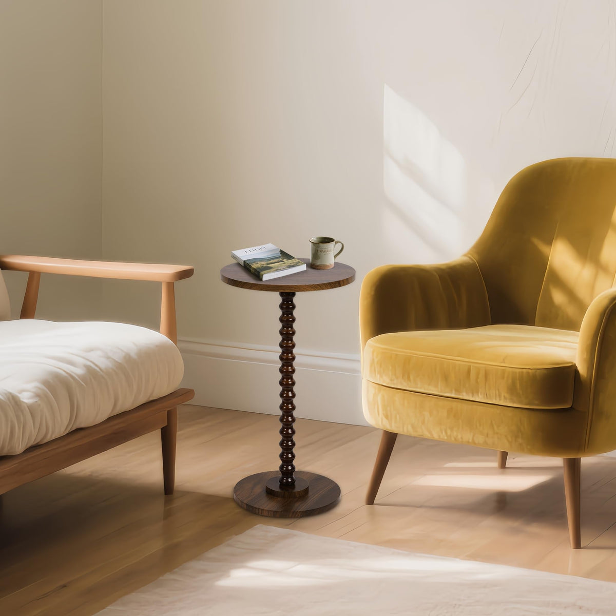 Tohiasen Round Side Table, Small End Table for Small Space, Easy Assembly