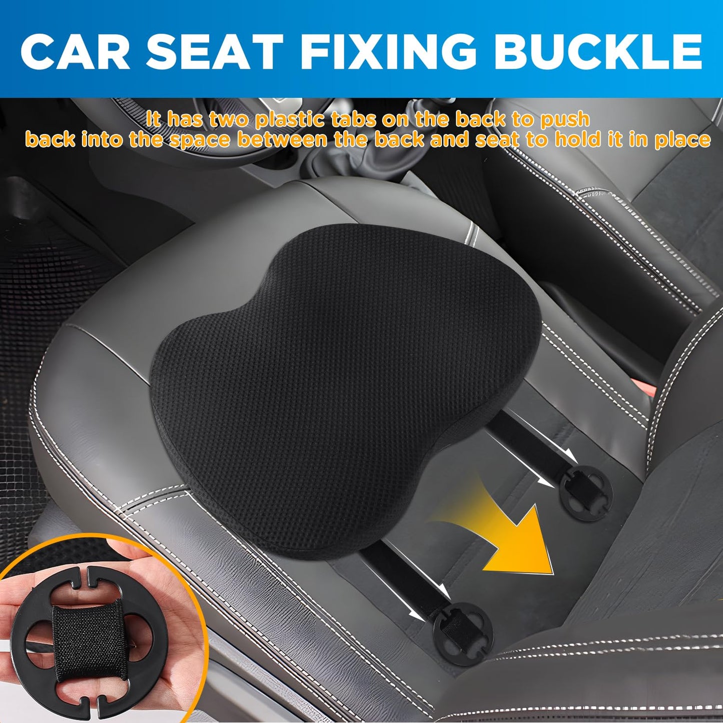QUTOOL Car Memory Foam Seat Cushion Car Seat Cushions for Driving Wedge Booster Seat Cushion for Short People Chair Seat Cushion Pad Seat Back Support for Office Chair, Cars, and Trucks (Black)