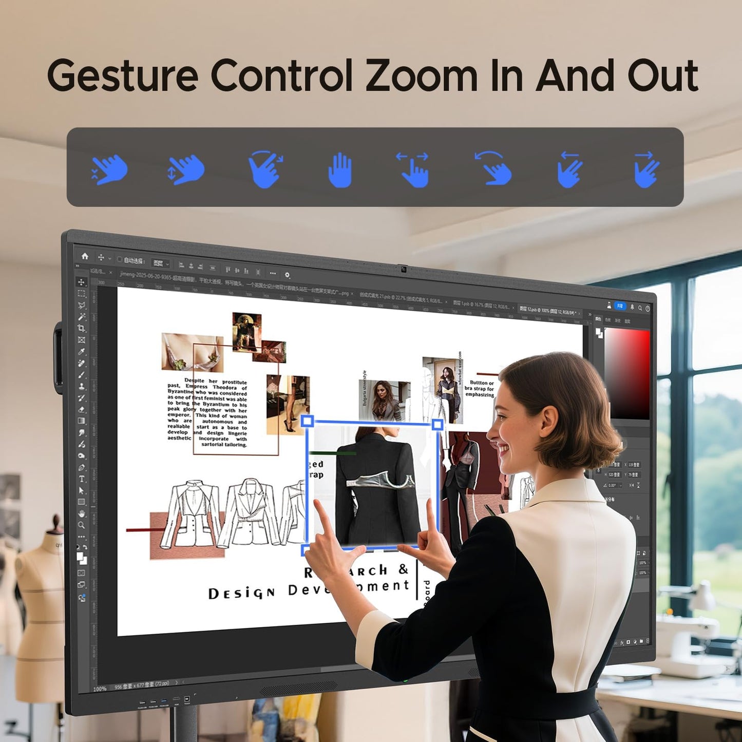 LumaVue 75'' Smart Board, 4K UHD Interactive Touchscreen Whiteboard, Android13 Wireless Smartboard for Classroom Home Office Studio