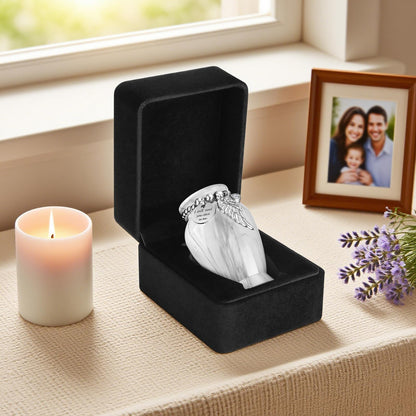Dletay Small Urns for Human Ashes Keepsake with Box 2.85 Inch Memorial Mini Cremation Urn for Women Men Aluminum Decorative Funeral Urns - Marble White