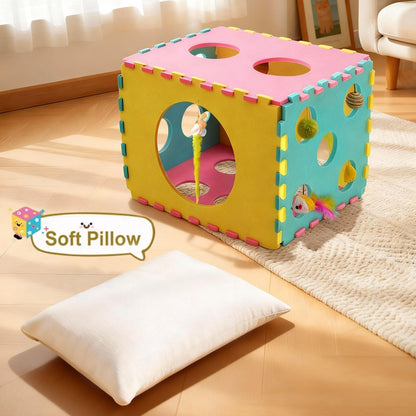 MOYMO 41 Pcs Interactive Cat Toys for Indoor Cats, Kitten Toys with Soft Pillow, Catnip Toys, Chew Rope, Feather Wand, Springs and Balls for Indoor Kittens