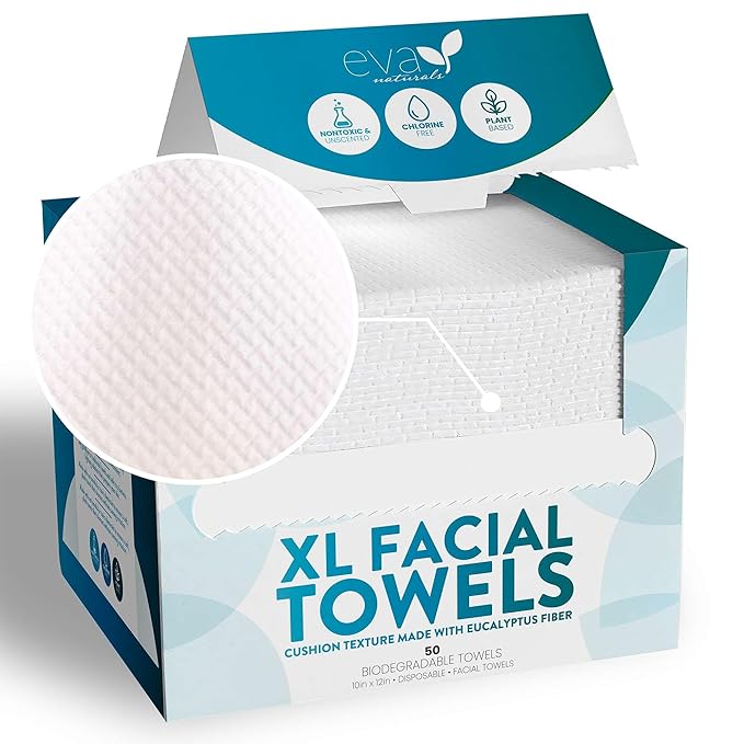 Disposable Face Towels XL 10x12-100% Viscose Eucalyptus Biodegradable Clean