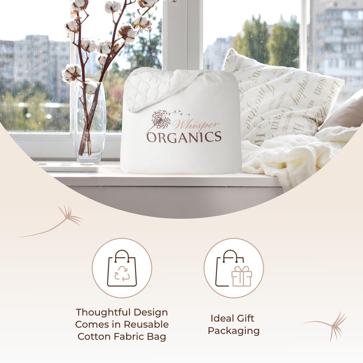 100% Cotton Organic Mattress Pad - Breathable & Cooling Mattress Protector Cal King - Premium 300GSM Quilted and Machine Washable - Fairtrade & GOTS Certified Bed Protector (White, Cal King)