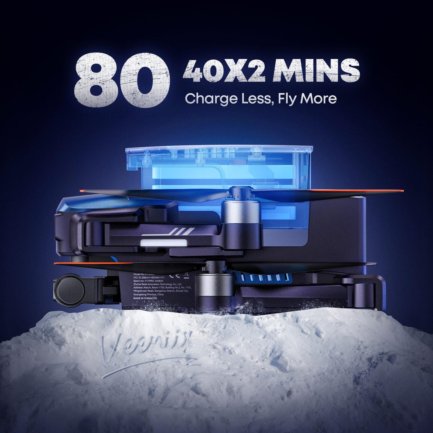 Veeniix V11PRO RC2 Drone with 8K Camera for Adults, 3-Axis Gimbal with RC2 Remote (With Screen), 4K/30fps Video, 1/2 CMOS Sensor, 80min Flight Time with 2 Batteries, 6KM Video Transmission Quadcopter