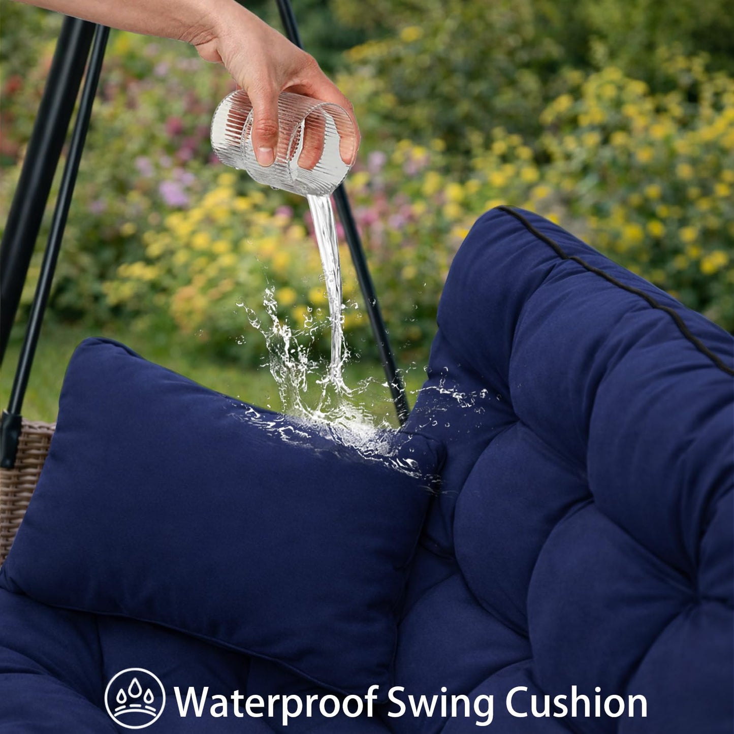 Kerkrot Porch Swing Cushions, Waterproof & Fade Resistant Outdoor Swing Cushion 55 Inch, Swing Cushions 3 Seater Replacement for Outdoor Furniture, Patio, Garden (Navy, 55 x 40 inch)