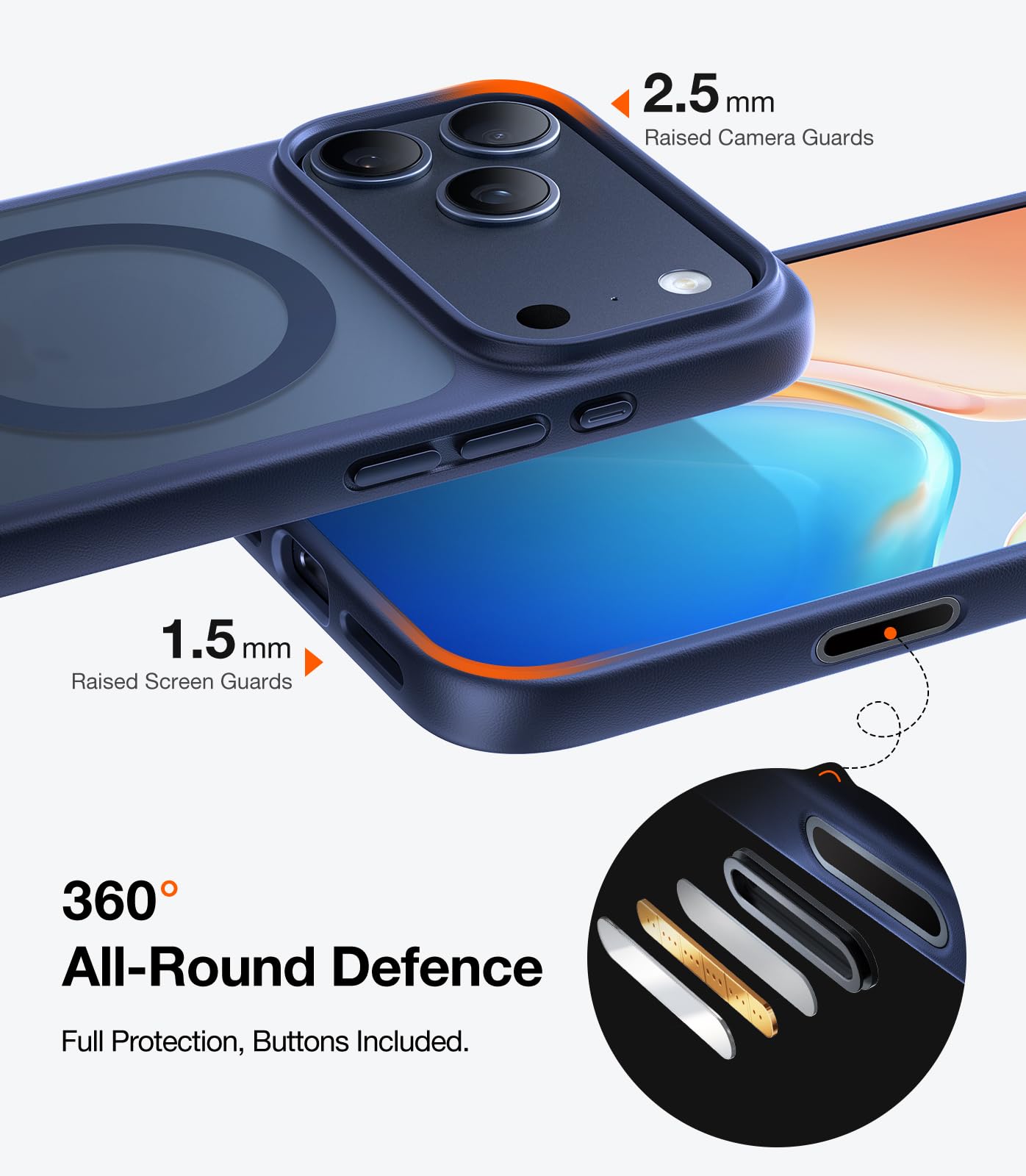 TORRAS for iPhone 17 Pro Case with MagSafe, 12FT Military Grade Shockproof, Durable & Sturdy & Velvety Touch, Magnetic Protective case for iphone 17 pro cover, Blue