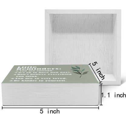 SRADMO Inspirational Little Reminders Wood Box Sign Desk Decor, Inspirational Desk Decor, College Motivational Positive Affirmation Gifts Box Sign For Office Home Dorm Tabletop Shelf Decoration(Greeen)
