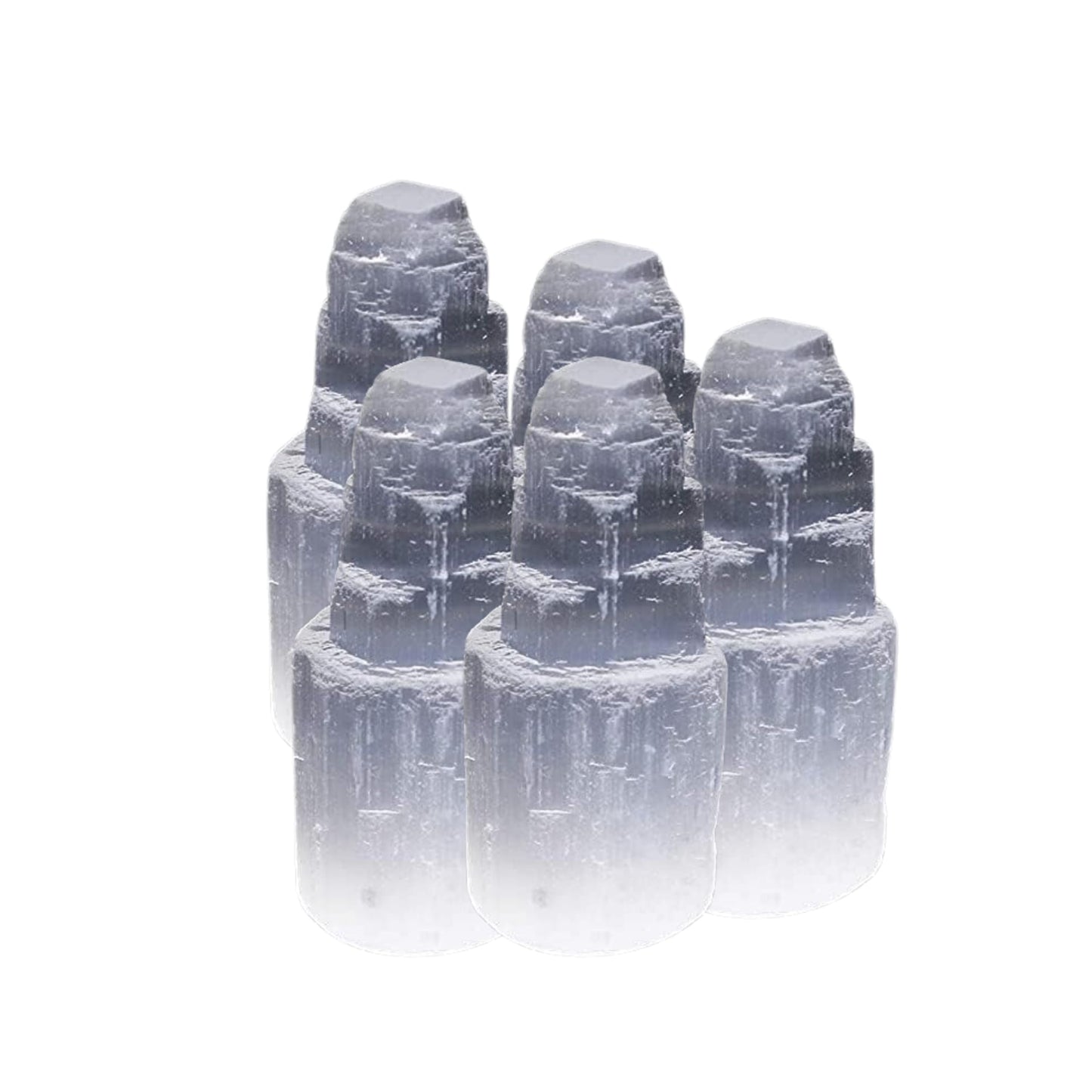 SOUL STICKS Selenite Crystal Towers for Reiki, Healing, and Energy Charging | Made in Morocco | Selenite Iceberg Charging Towers Crystal Skyscraper (2 Inch (Pack of 5))