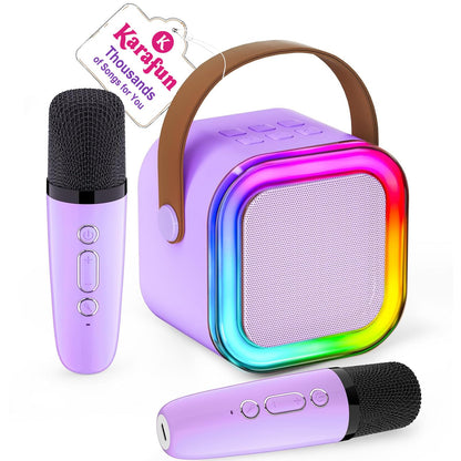 IROO Mini Karaoke Machine for Kids, 2025 TOP Toys Christmas Birthday Gifts Ideas for Girls Ages 4, 5, 6, 7, 8, 9, 10, 12+ Years Old, Portable MP3 Player with 2 Wireless Mics for Party