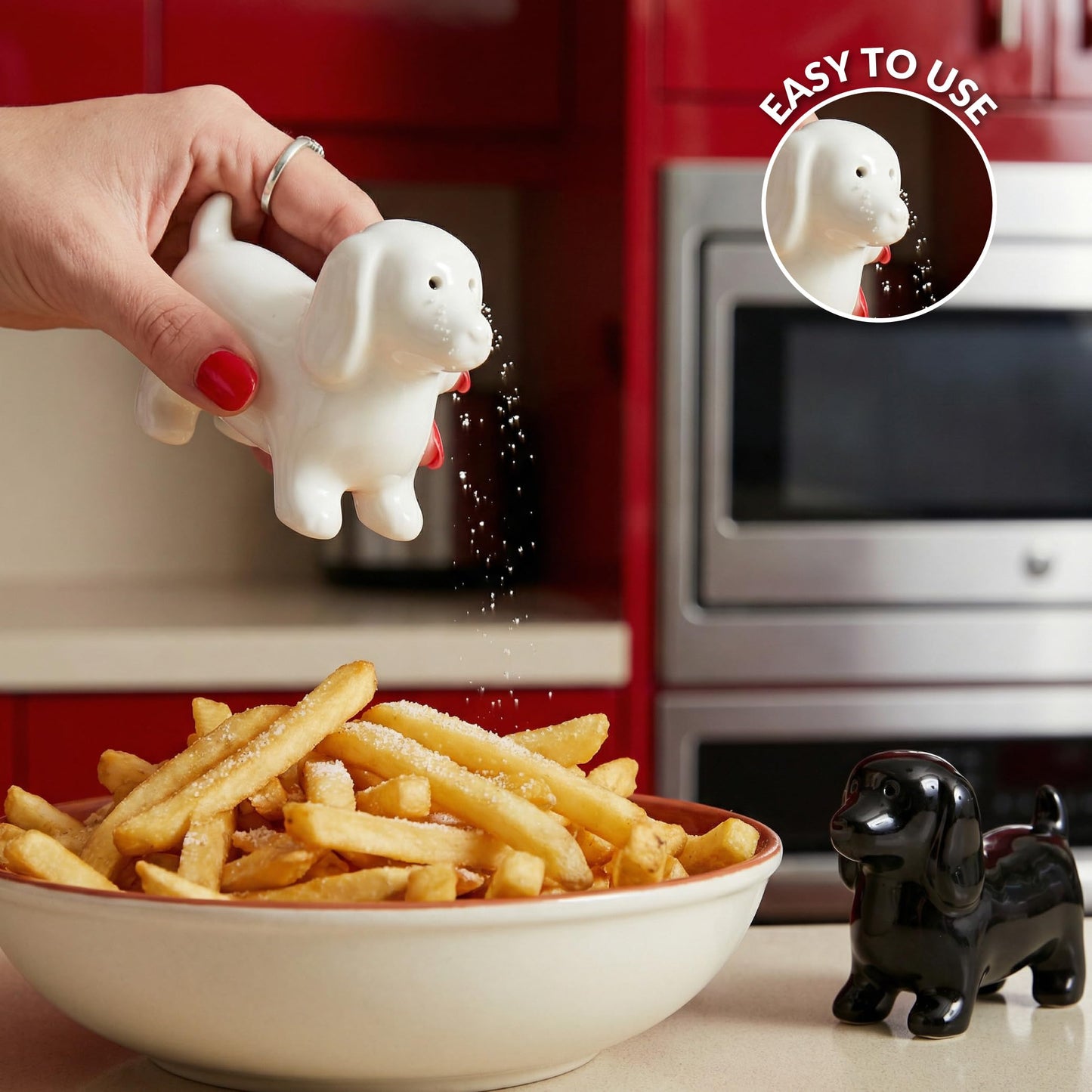 Fisura - Dogs Salt and Pepper Shakers Set – Ceramic Salt & Pepper Shakers for Kitchen or Dining Table, Cute Decorative Dog Design, 3.9 x 2.8 in